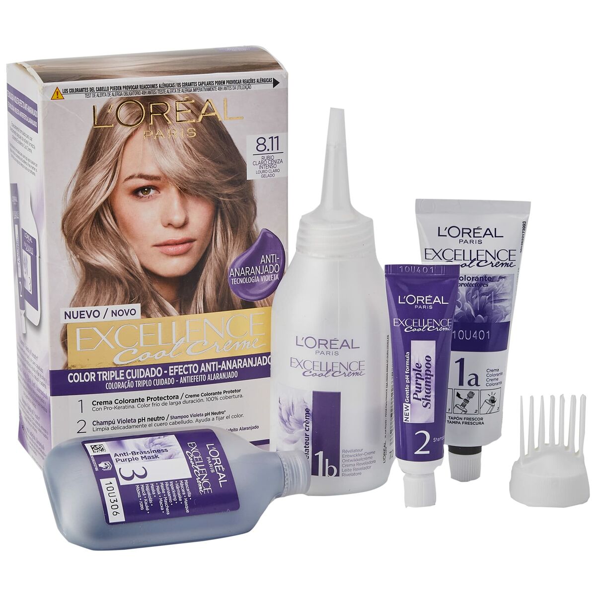 Dauerhafte Creme-Coloration L'Oreal Excellence Helles Aschblond 8,11 N
