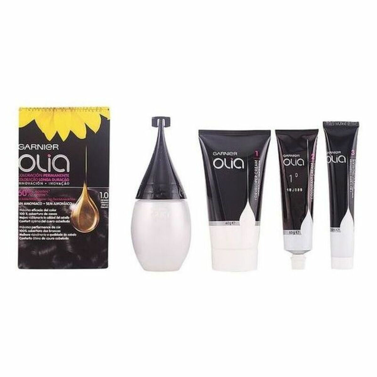 Amoniakfreie Färbung Garnier Olia Ebenholzschwarz Nº 1.0-negro Nº 1,0 Negro Ebano (1 Stück) – Ansicht 3