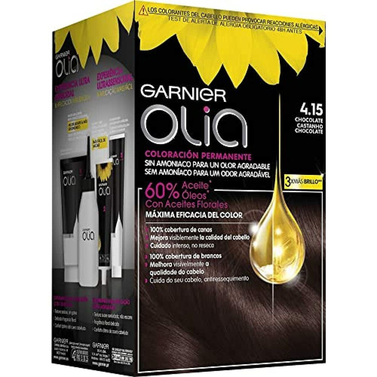 Amoniakfreie Färbung Garnier Olia Nº 4,15 Chocolate Nº 4,15 Chocolate Lote (1 Stück)