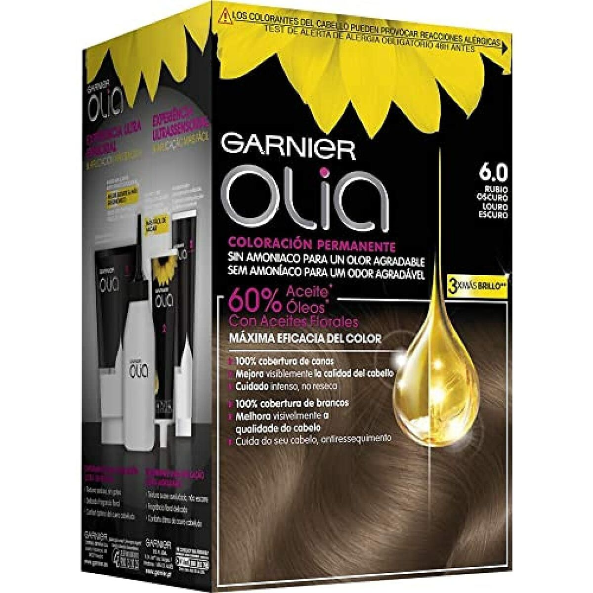 Amoniakfreie Färbung Garnier Olia Nº 6,0 Rubio Oscuro Lote Nº 6.0-Rubio Oscuro (1 Stück)