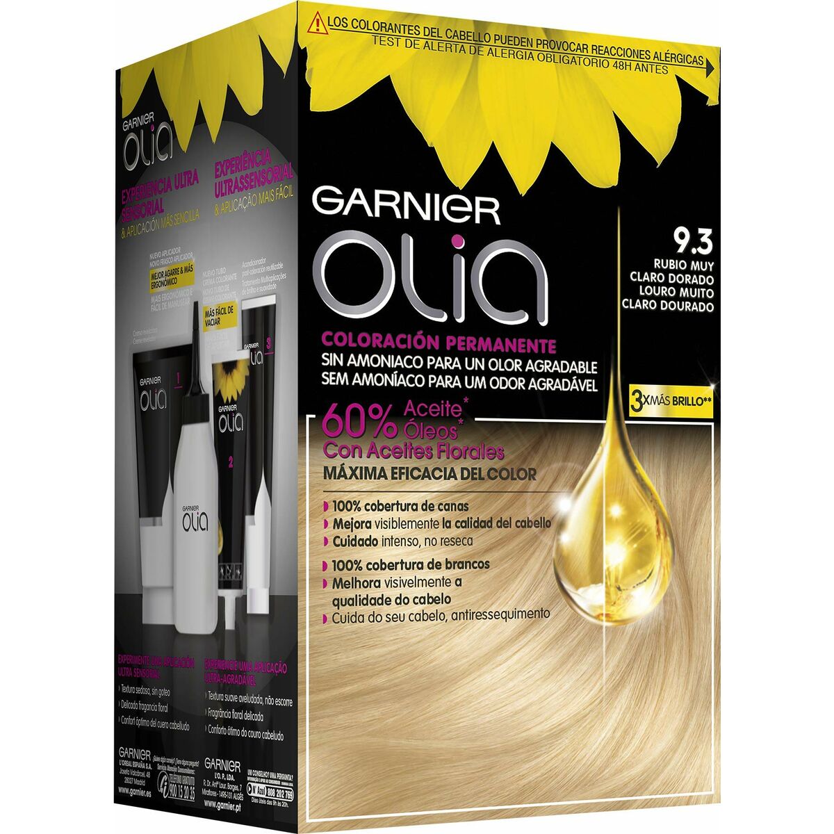 Amoniakfreie Färbung Garnier Olia Extra helles Goldblond Nº 9,3 Rubio