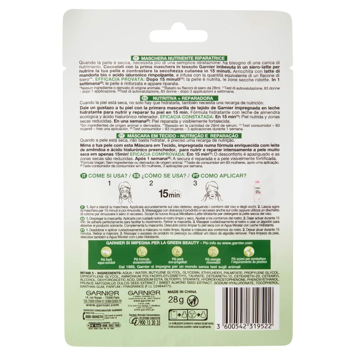 Gesichtsmaske Garnier Skinactive Nutri Bomb (1 Stück)