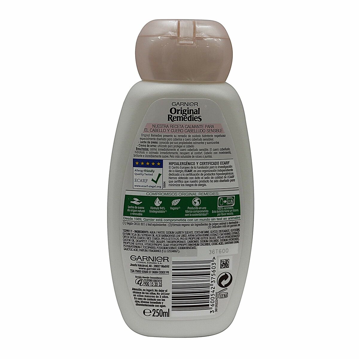Feuchtigkeitsspendendes Shampoo Garnier Original Remedies 250 ml Hafer
