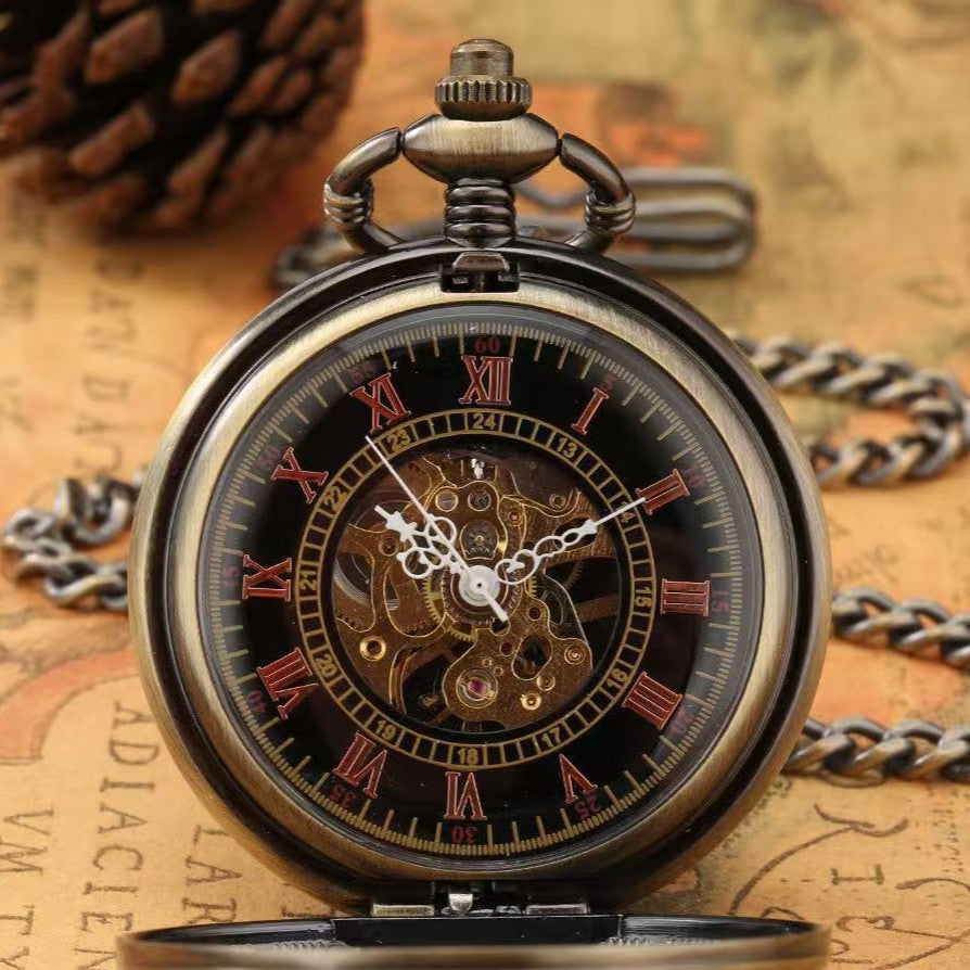Mechanische Taschenuhr mit römischem Zifferblatt – Ansicht 2