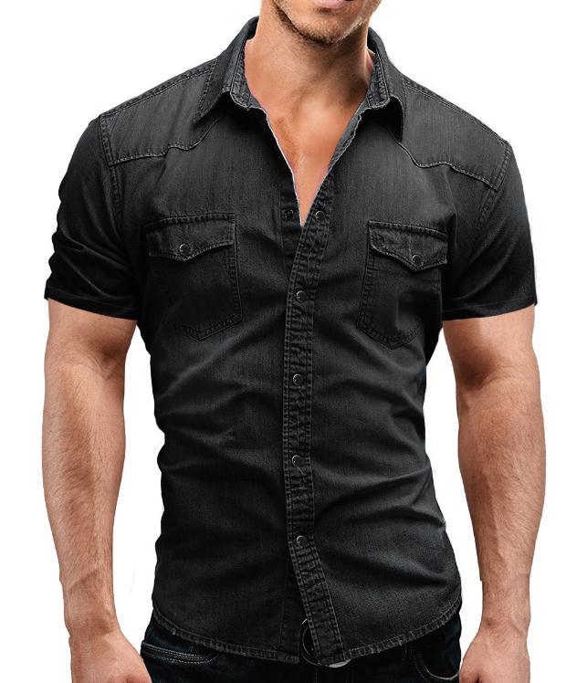 Kurzarm Jeanshemd für Herren – Bild 2 | LuxeStyle