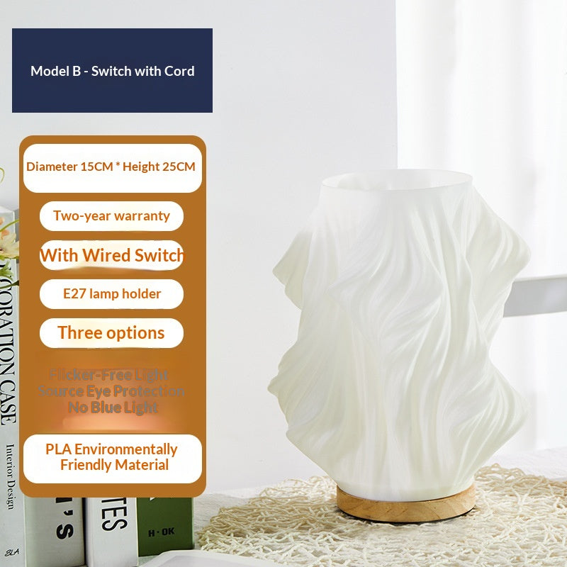 Nordische Nachttischlampe aus massivem Holz mit Ambientebeleuchtung