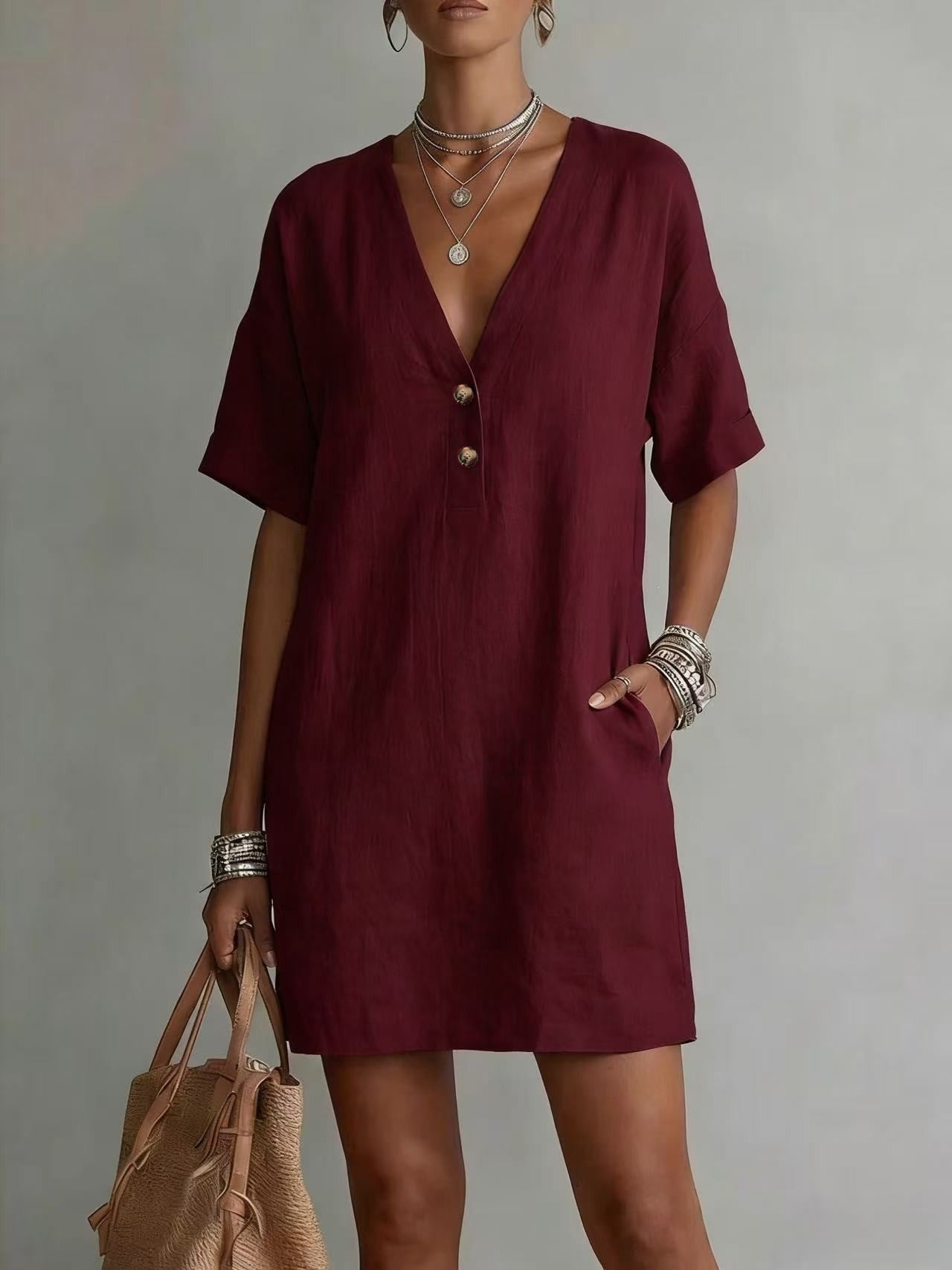 Casual Midi-Kleid mit Knopfleiste