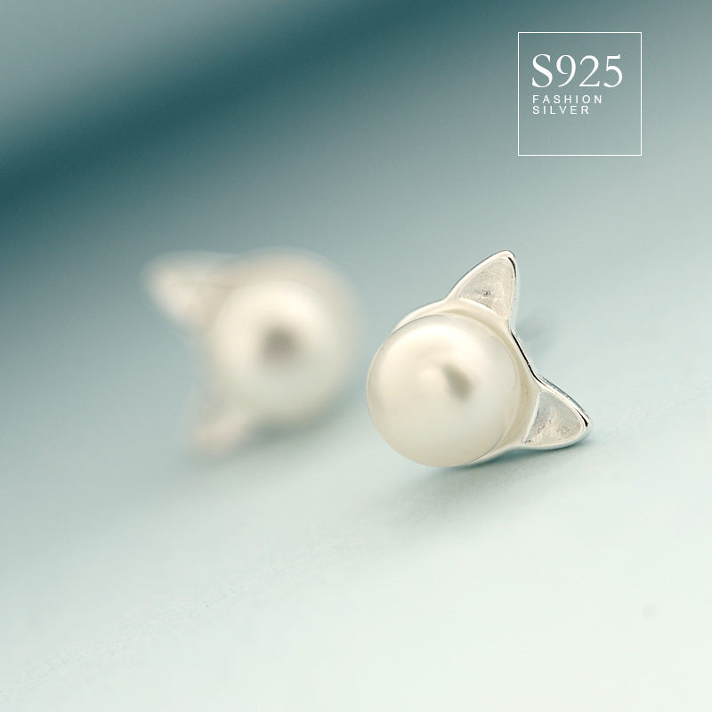 925 Sterling Silber Ohrstecker mit natürlichen Süßwasserperlen und Kat