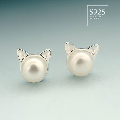925 Sterling Silber Ohrstecker mit natürlichen Süßwasserperlen und Kat