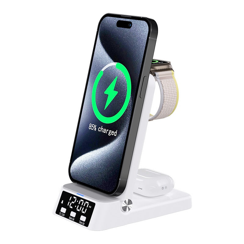 3-in-1 Ladestation mit Uhr & Wireless Charging