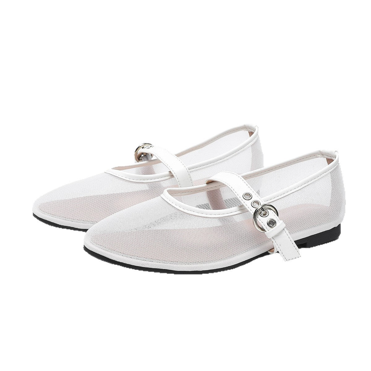 Leopard-Print Mesh Ballerinas