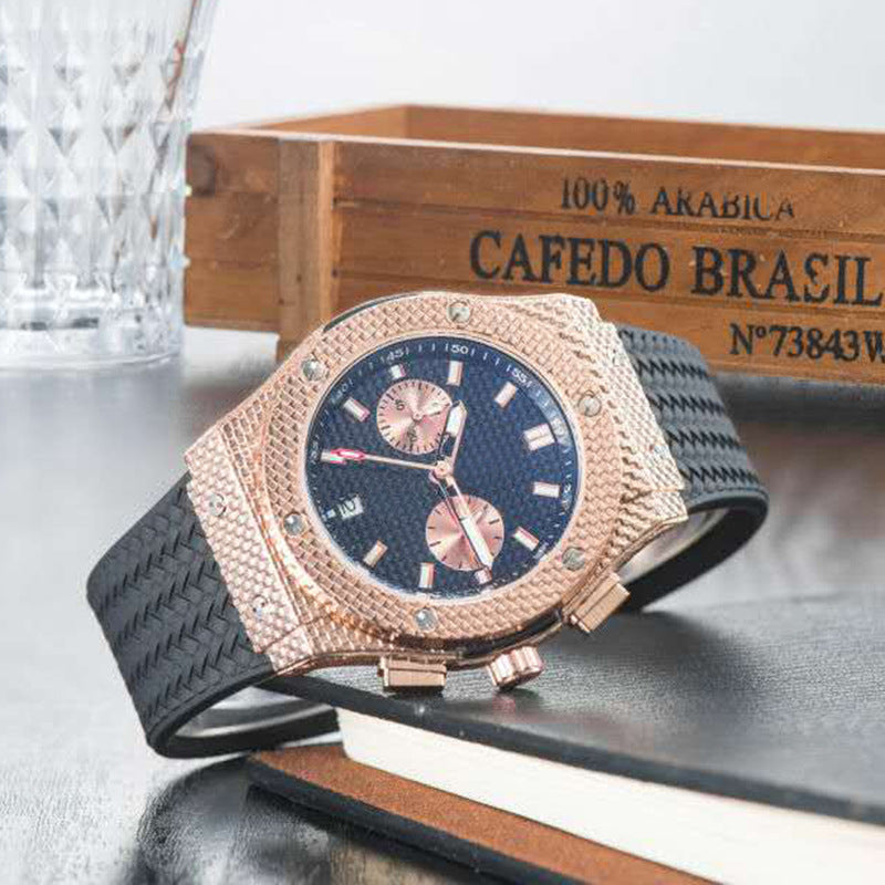 Edelstahl-Armbanduhr mit Kautschukarmband | LuxeStyle
