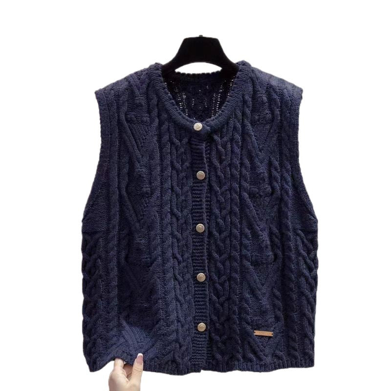 Retro Strickweste mit Knopfleiste