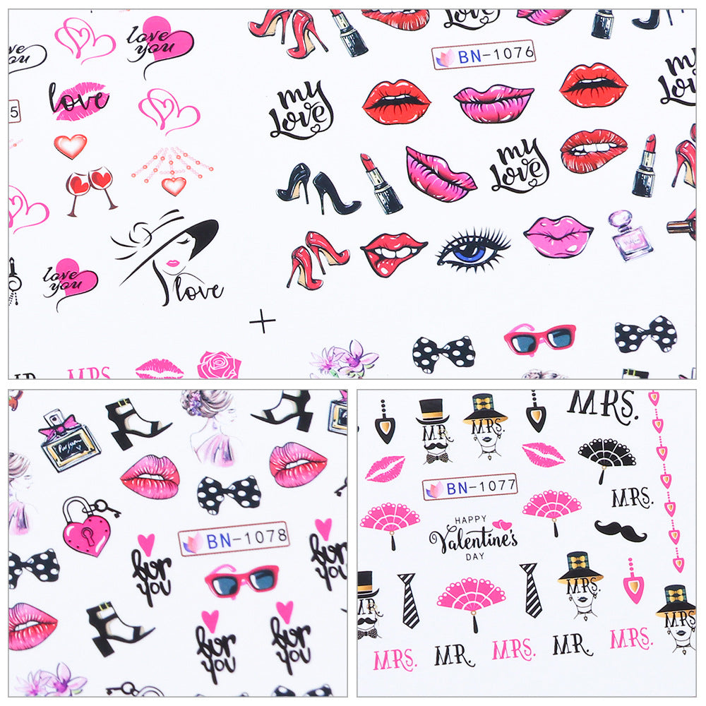 Nagel-Sticker Set «Love Bear & Red Lips» | LuxeStyle