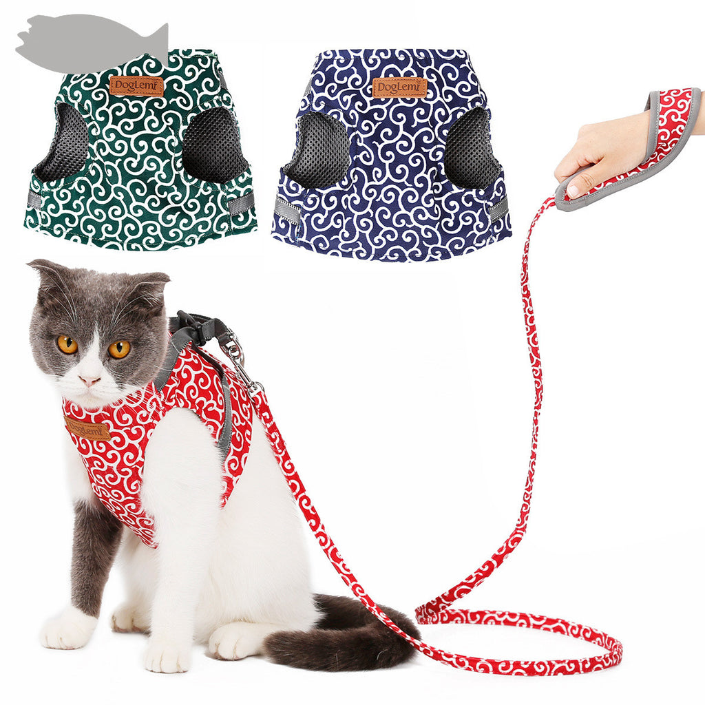 Katzen-Hals- und Brustgeschirr mit Zugseil | LuxeStyle
