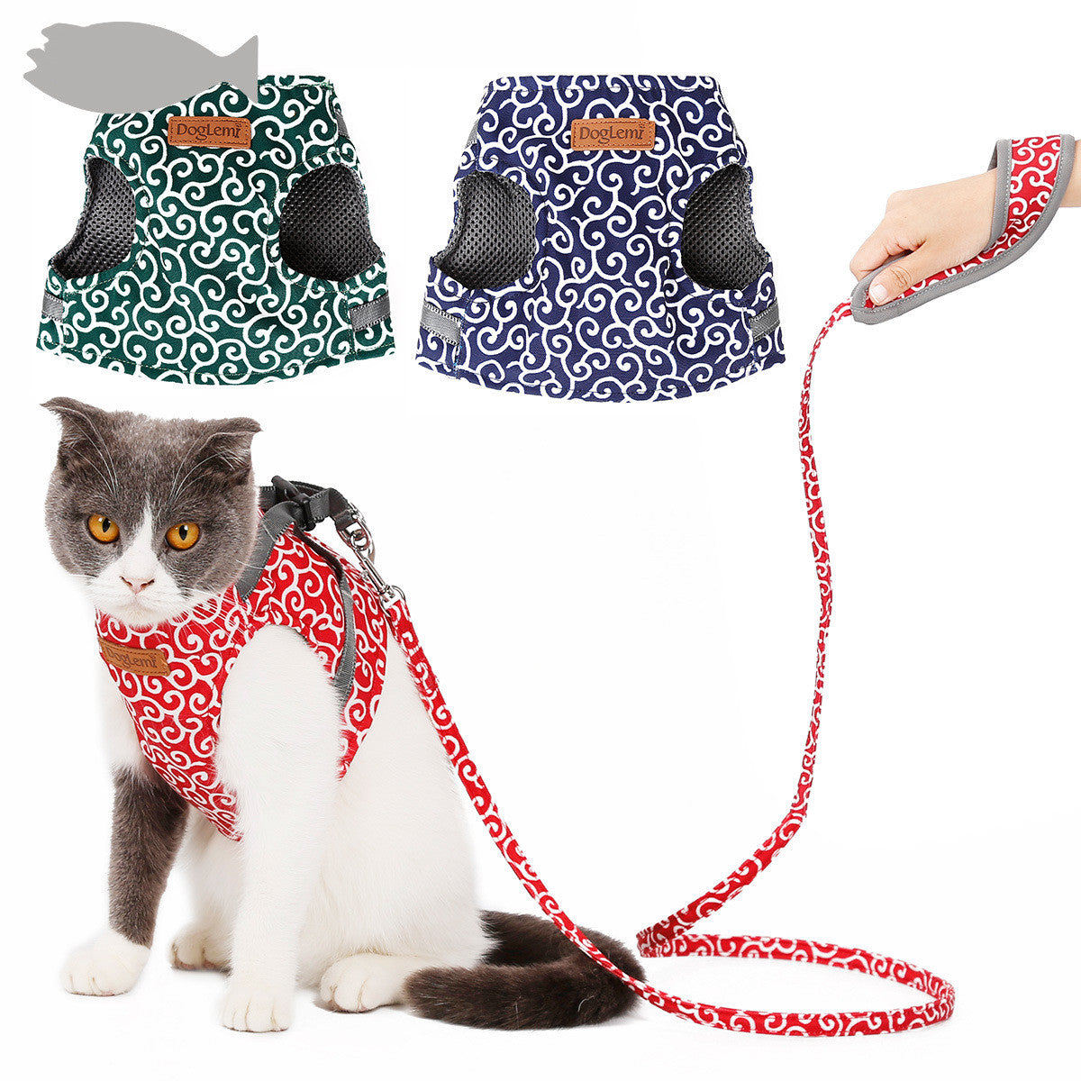 Katzen-Hals- und Brustgeschirr mit Zugseil | LuxeStyle