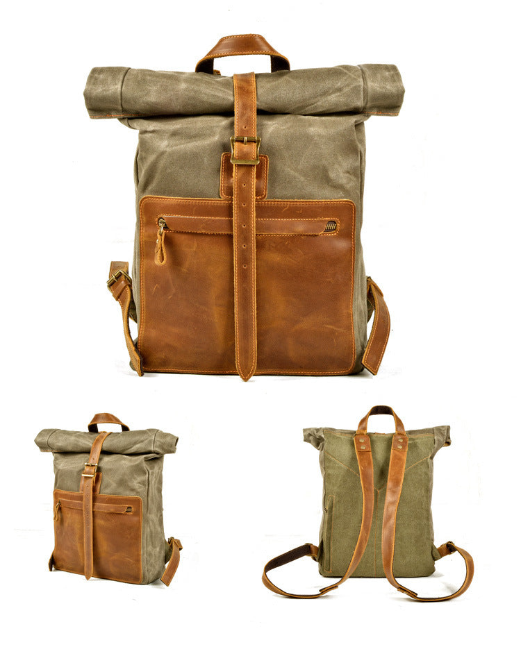 Retro-Canvas-Rucksack für Männer – schwarz – Bild 2 | LuxeStyle