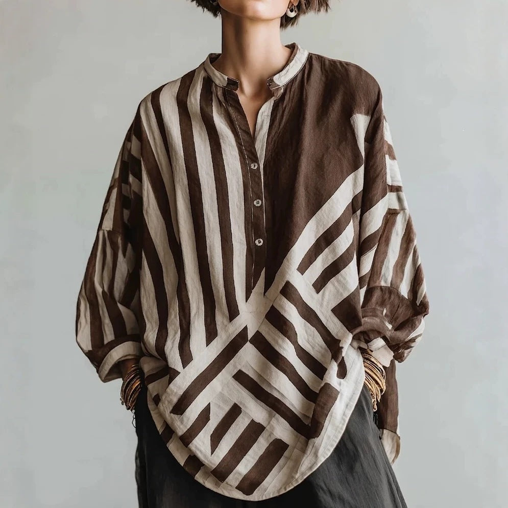 Gestreiftes Langarmshirt aus Baumwoll-Leinen-Mix – Bild 6 | LuxeStyle