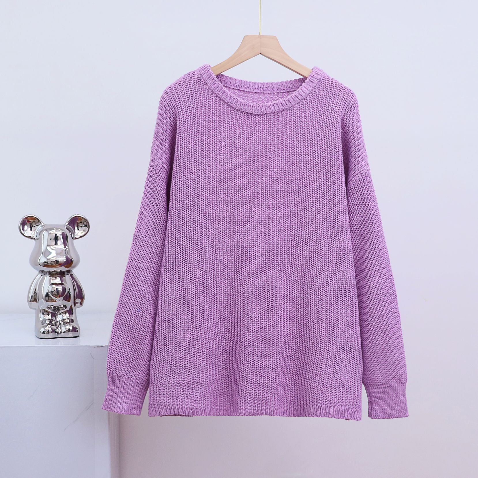 Locker sitzender Strick-Cardigan mit Rundhals