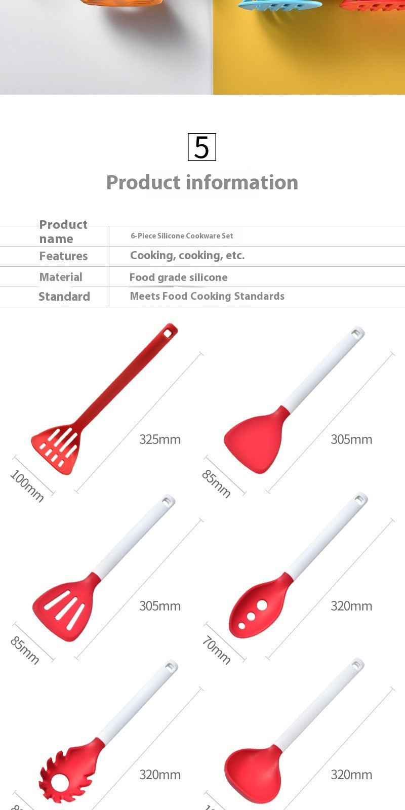 Silikon Küchenhelfer-Set, 6-teilig