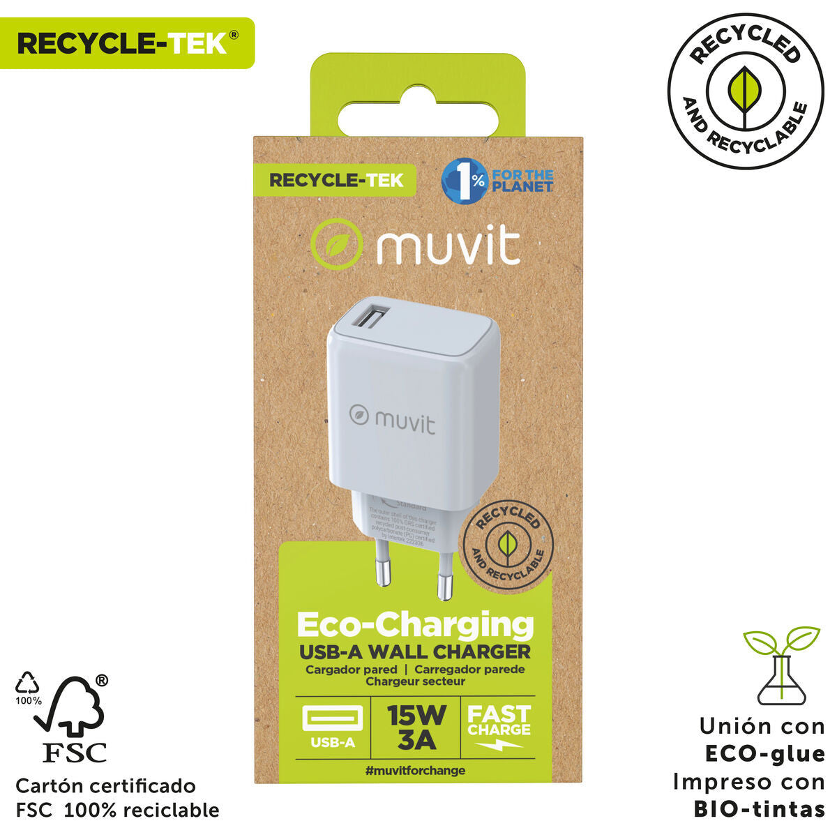 Wandladegerät Muvit MCACC0002 15 W Weiß