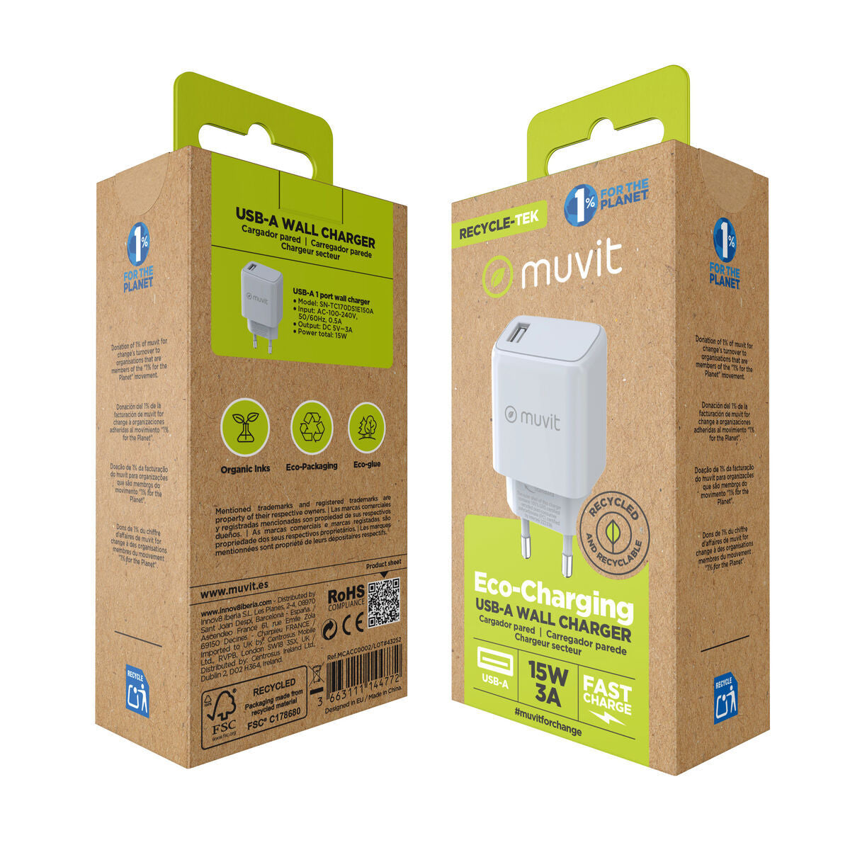 Wandladegerät Muvit MCACC0002 15 W Weiß