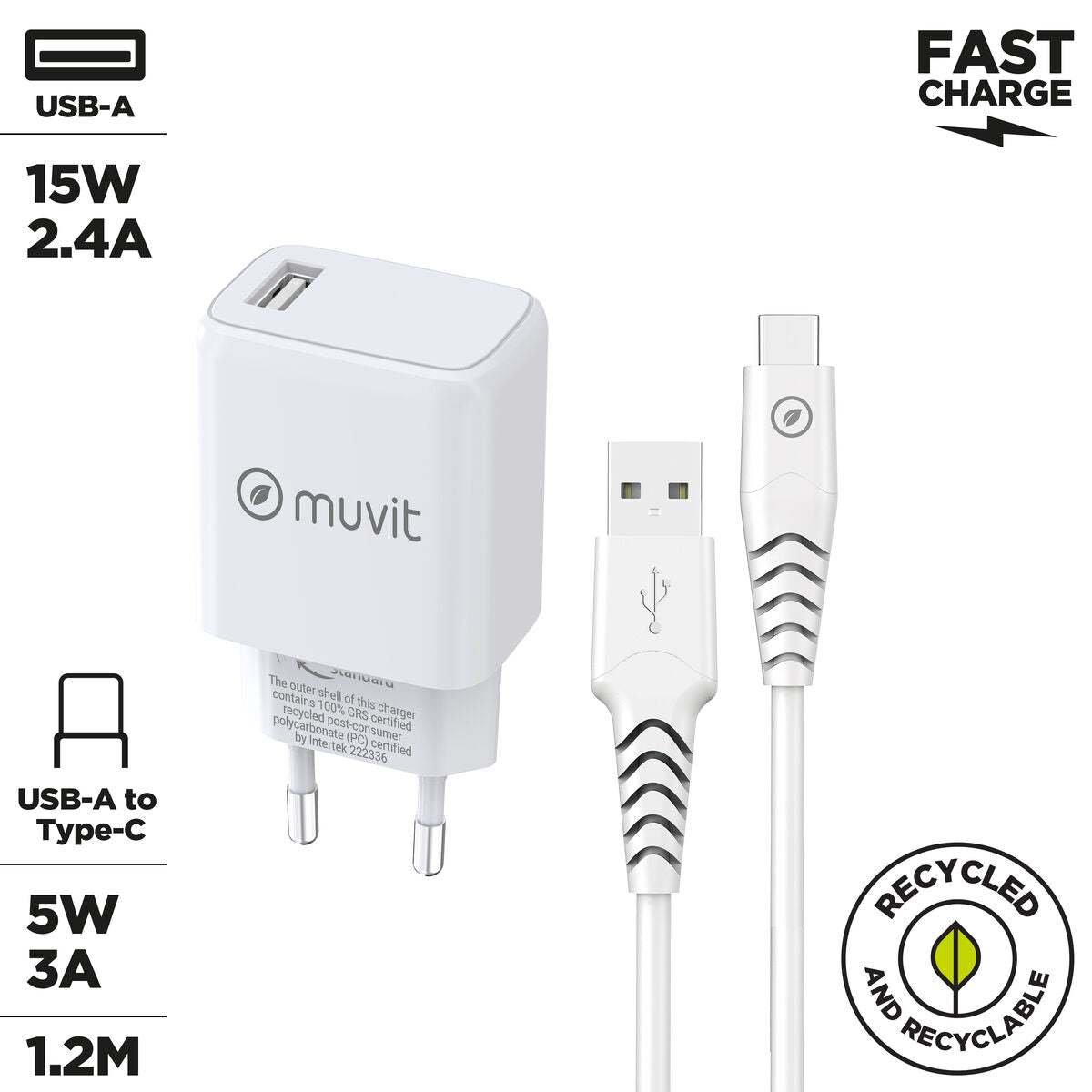 Wandladegerät Muvit Weiß 12 W