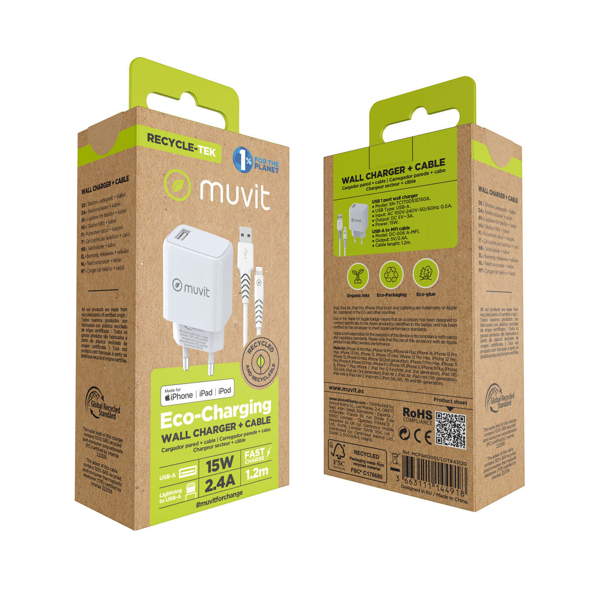 Wandladegerät Muvit Weiß 12 W