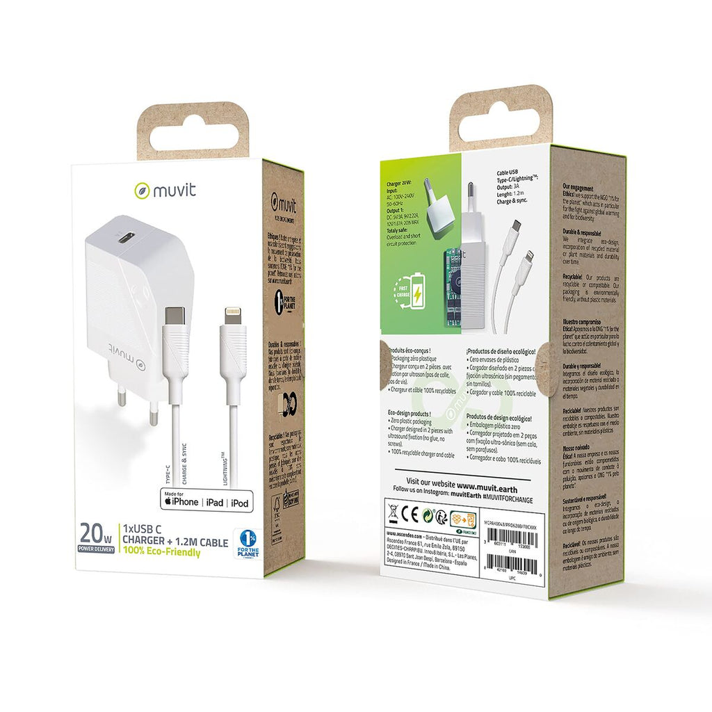 Wandladegerät Muvit Weiß 20 W