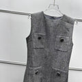 Woll-Tweed Charme-Style Slipkleid ohne Ärmel