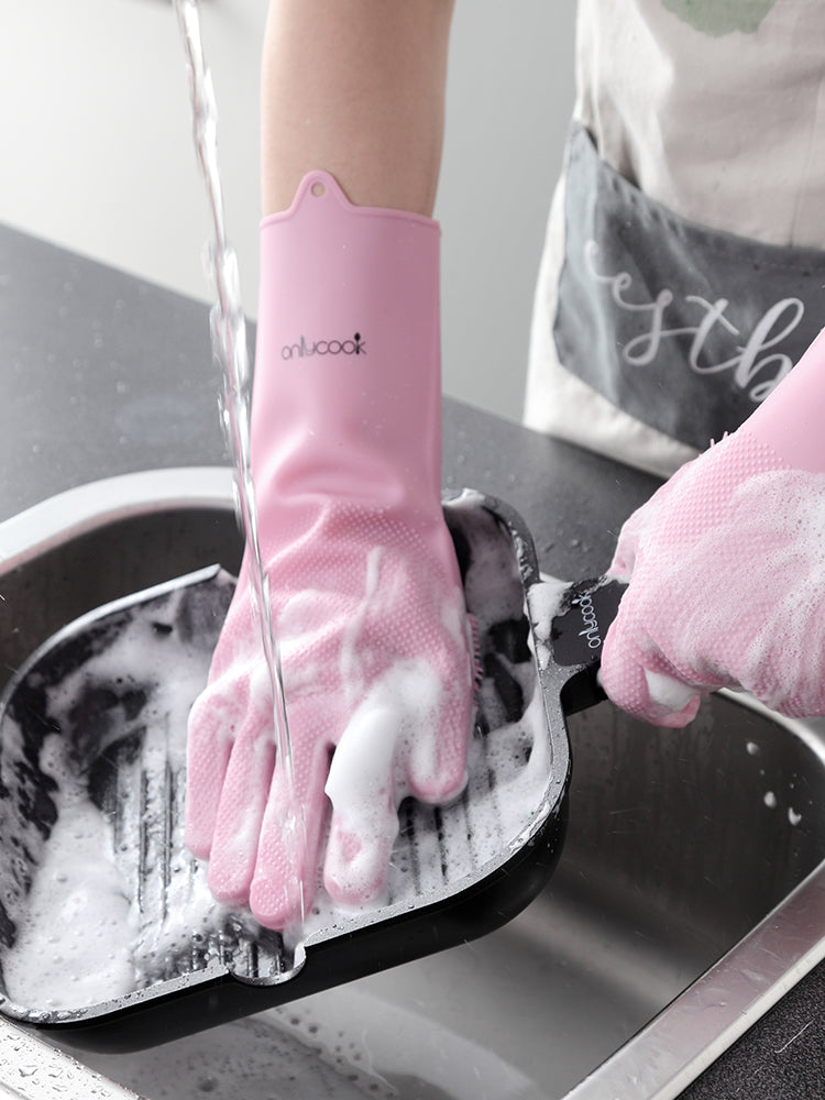 Silikon-Spülhandschuhe mit Bürstenfunktion – Bild 2 | LuxeStyle