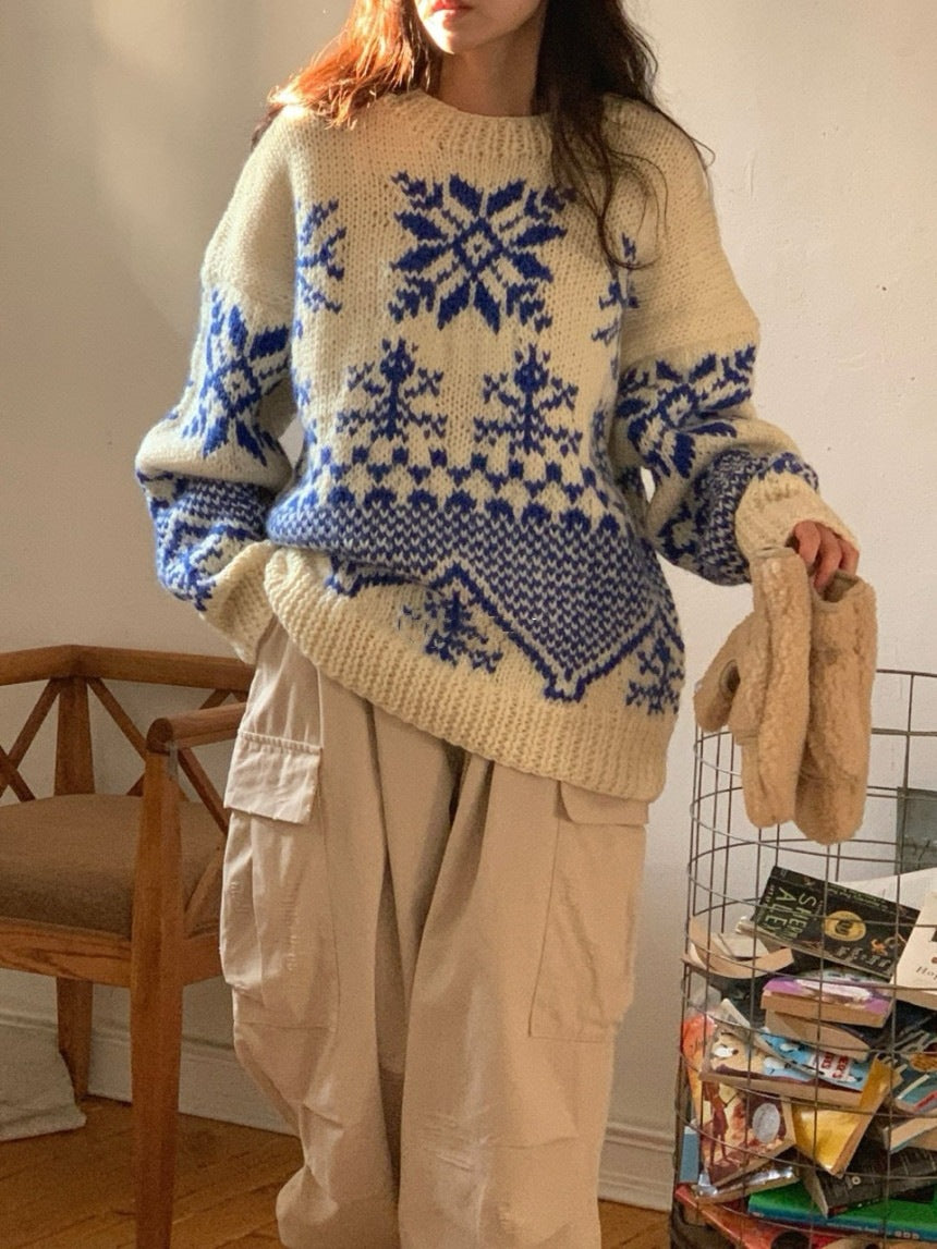 Farbblock-Strickpullover