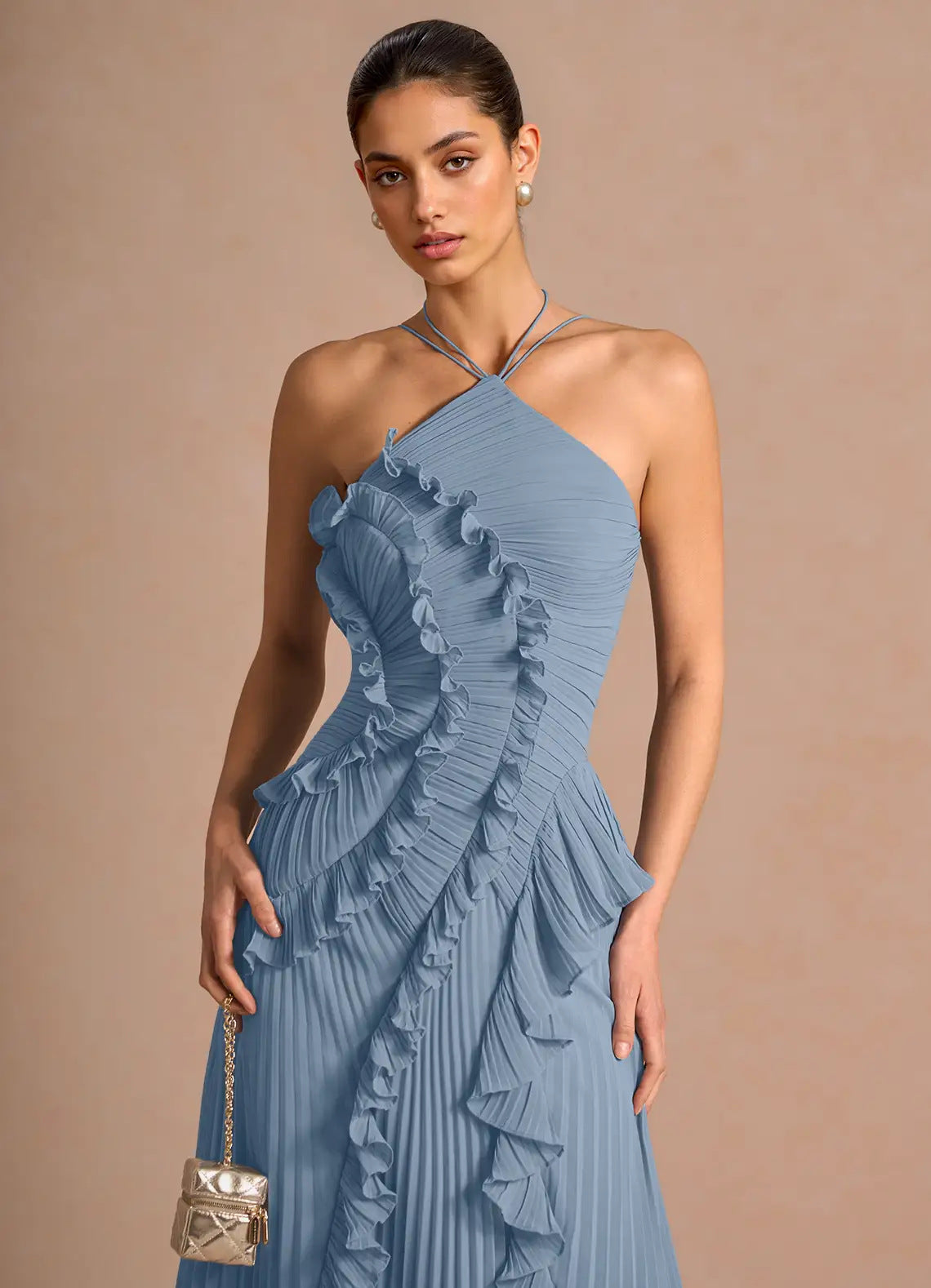 Elegantes Neckholder Chiffon-Kleid