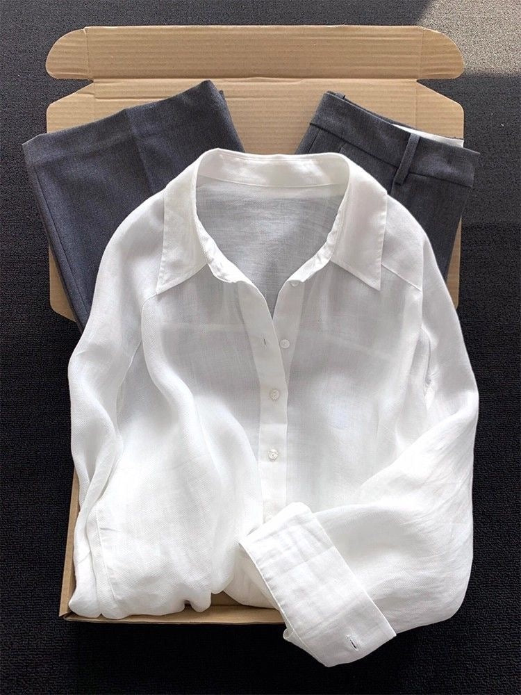 Langarm-Cardigan aus Ramie für Damen