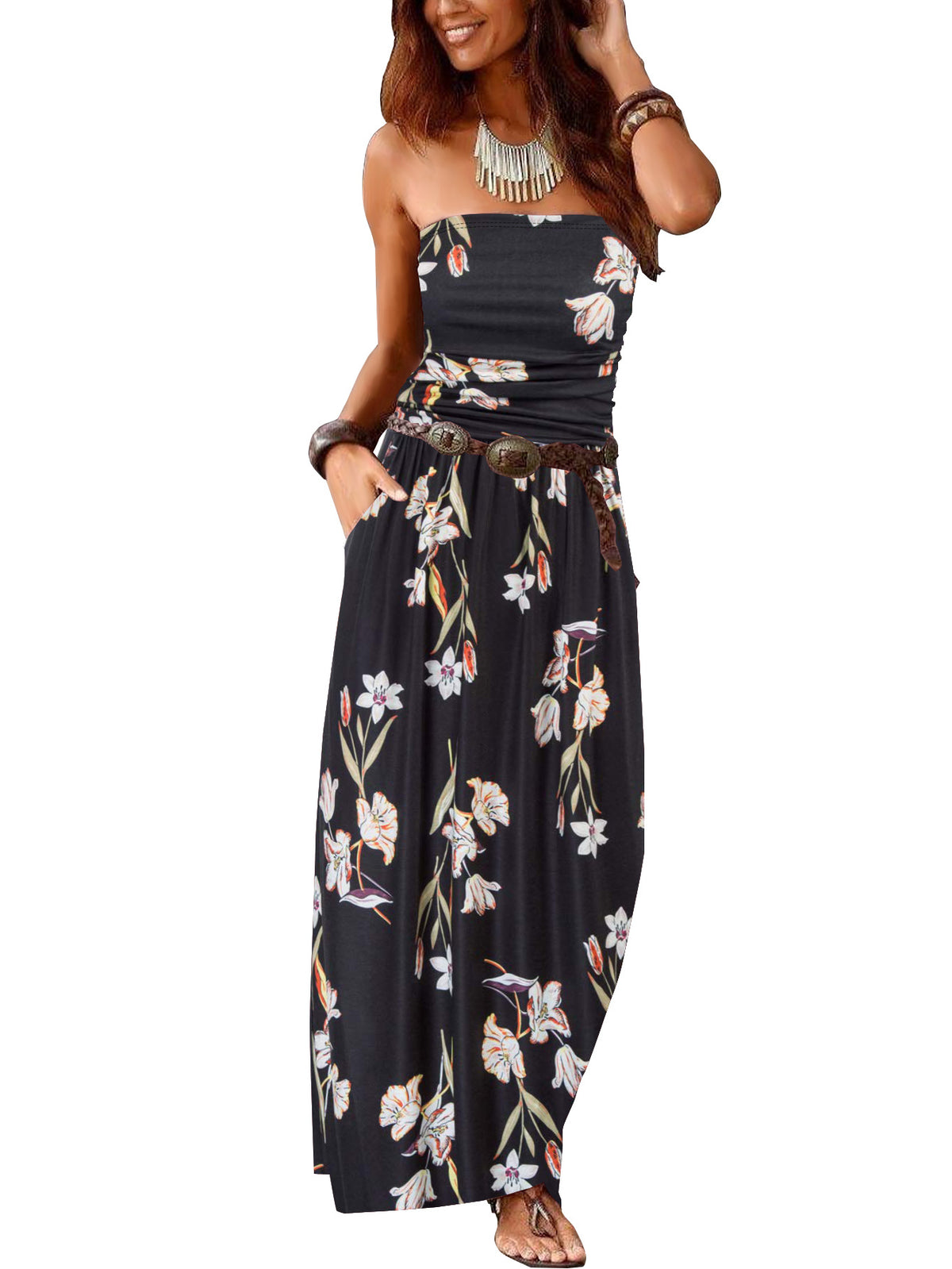 Damen trägerloses Off-Shoulder Maxikleid | LuxeStyle