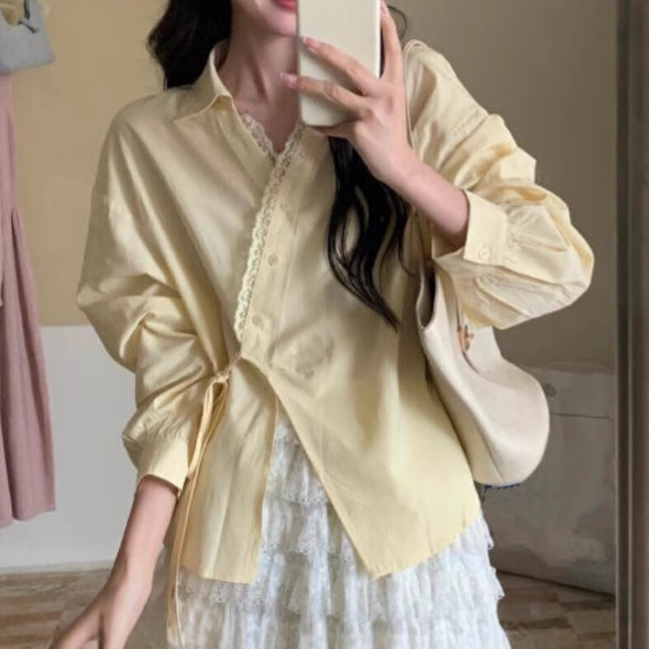 Damenbluse mit seitlicher Bindung im Korea-Stil – Bild 5 | LuxeStyle