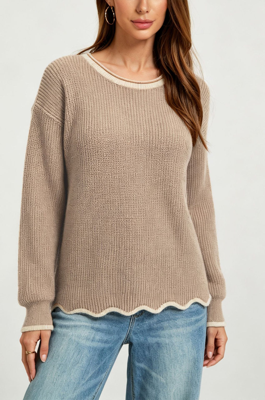 Vielseitiger Rundhals-Strickpullover für Damen