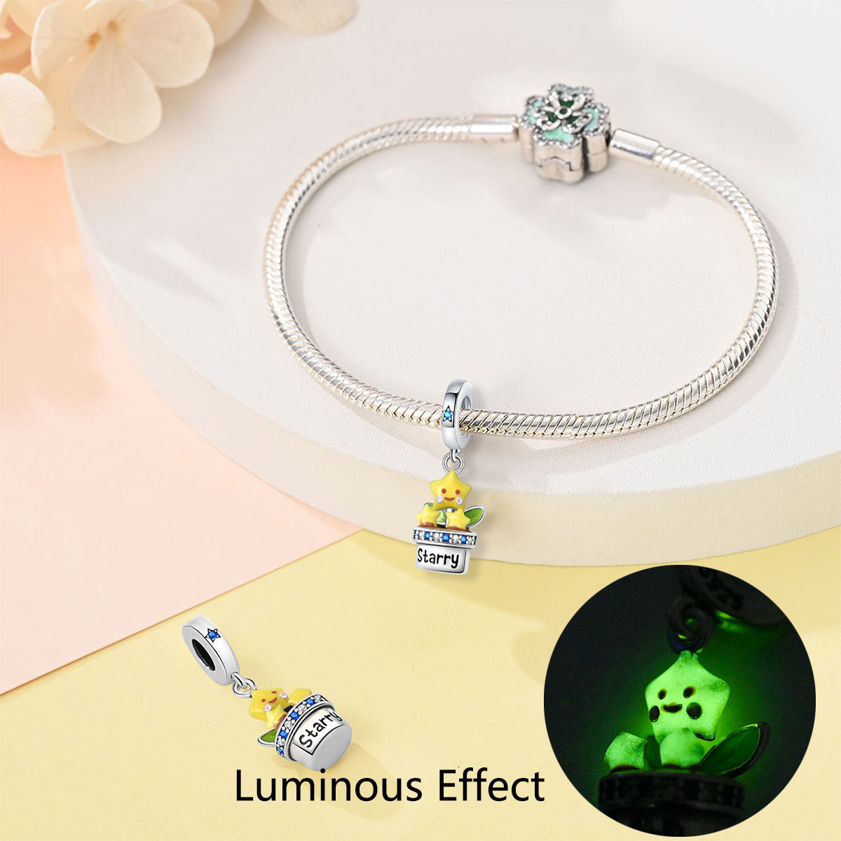 Silberverplatteter Weisskupfer-Katzenpfote Stern Mond DIY-Schmuck Anhä