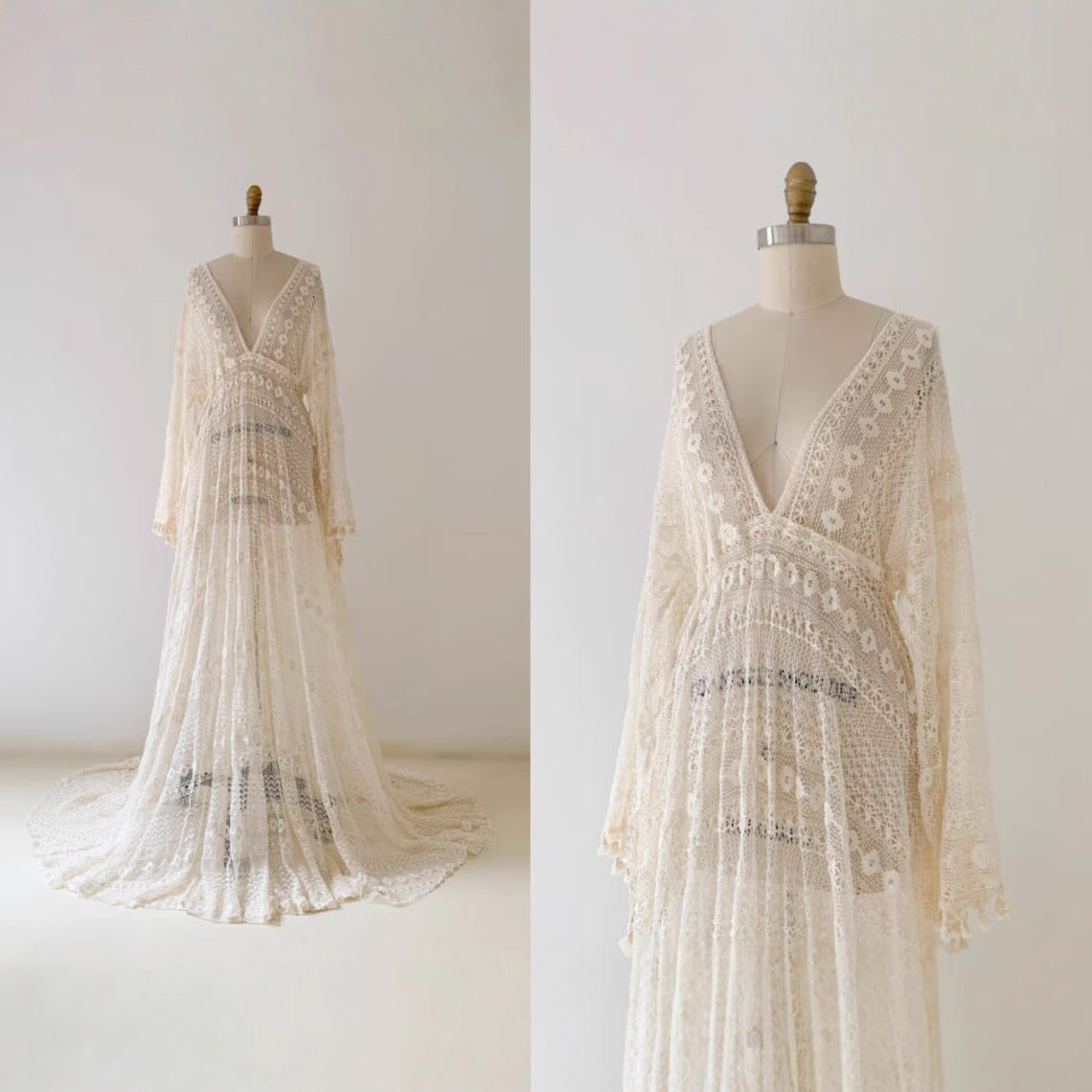 Gehäkeltes Abendkleid mit V-Ausschnitt – Bild 2 | LuxeStyle