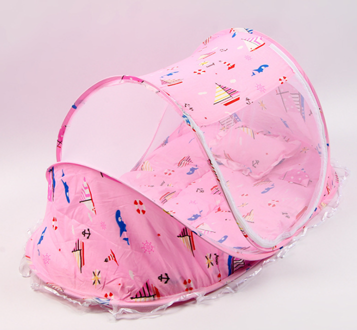Faltbares Baby-Bett-Netz mit Kissen 2er Set