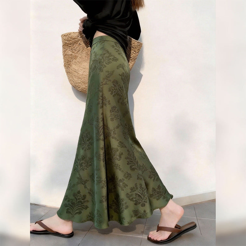 Vintage Chic Satinrock mit Blumenmuster