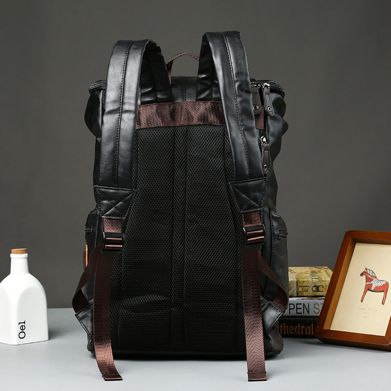 Männlicher PU-Leder Rucksack für Schule und Reisen – Bild 7 | LuxeStyle