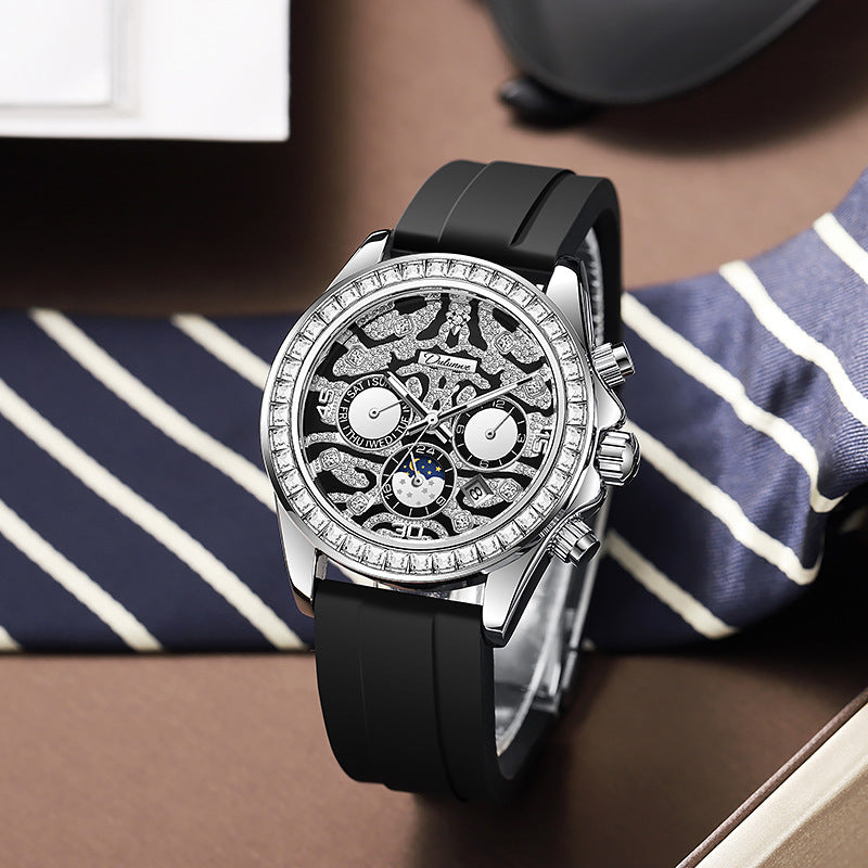 Multifunktionaler Herren-Armbanduhr mit Sonne Mond Stern Kalender, Was