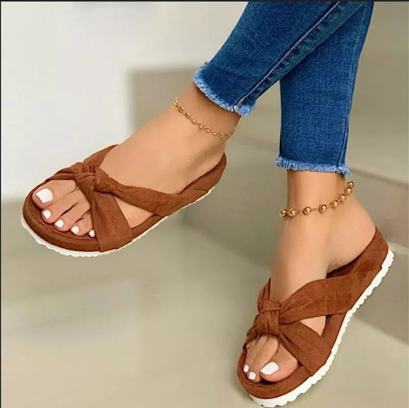 Plattform-Slipper mit Schleife aus Wildleder – Bild 7 | LuxeStyle