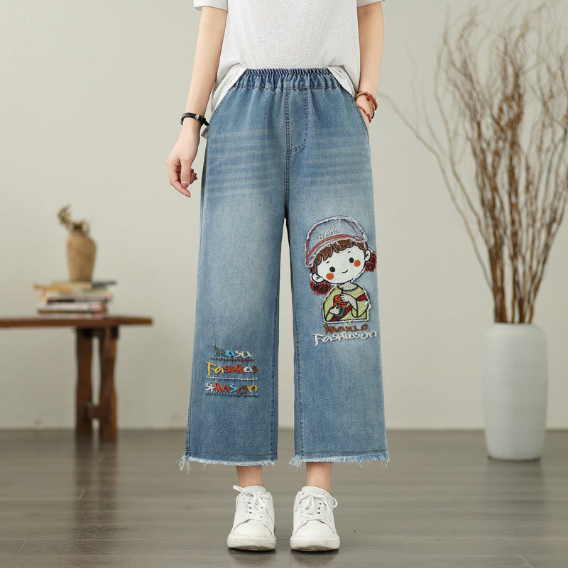 Stickerei Jeans mit Schmetterling