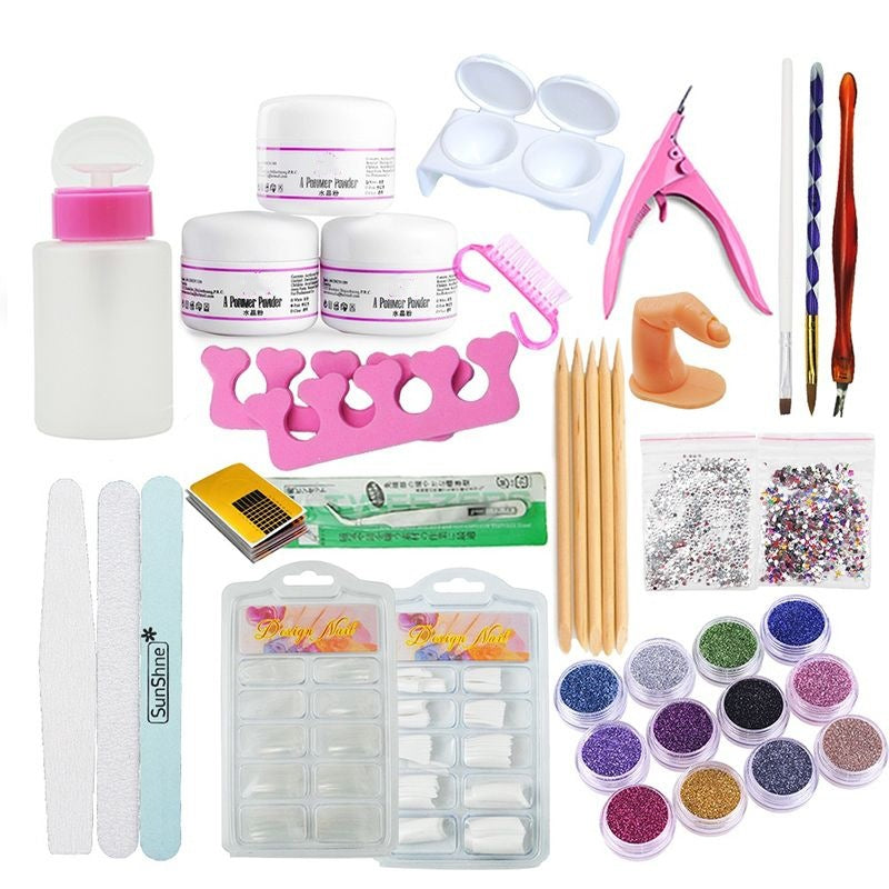 Nageldesign-Set mit Kristallpulver Weiss Transparent | LuxeStyle