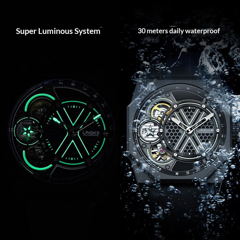 Tonneau Skelett Quarz Armbanduhr