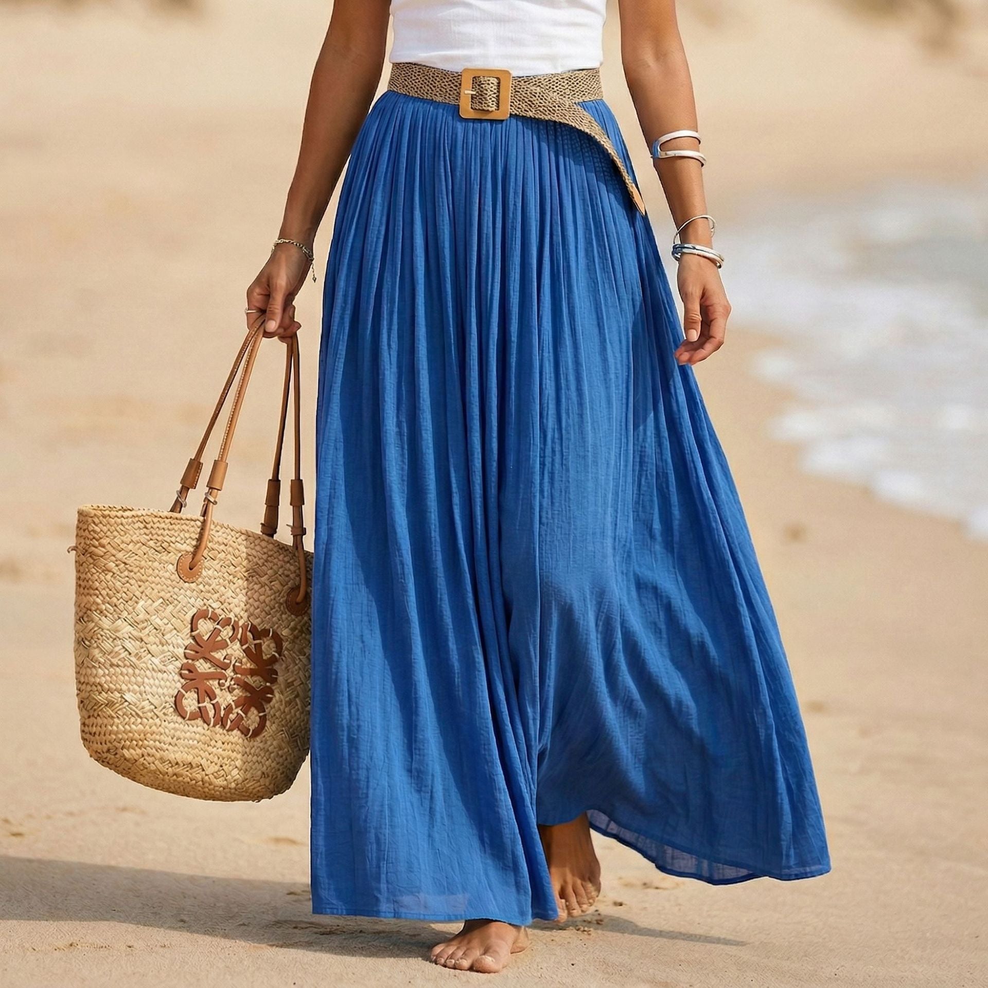 Maxi-Rock mit elastischem Bund für Urlaubs- & Strandlook