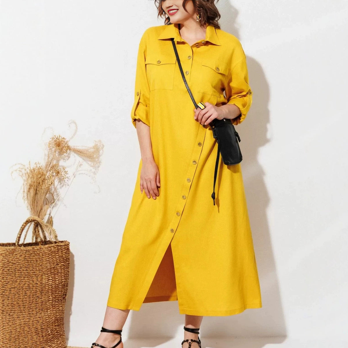 Elegantes Hemdblusenkleid mit Knopfleiste – Bild 3 | LuxeStyle