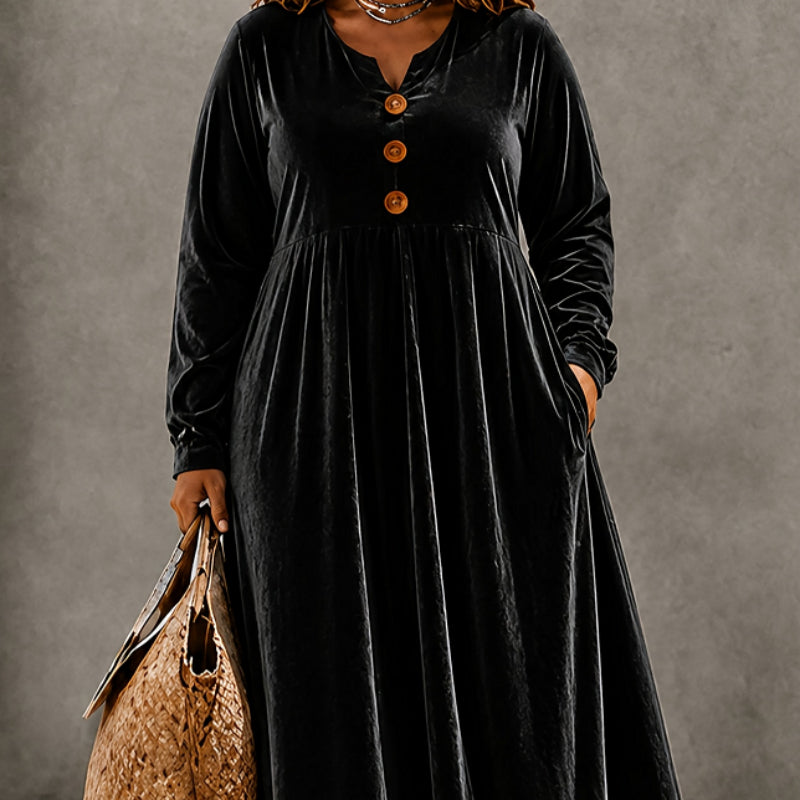 Elegantes Samtkleid mit V-Ausschnitt